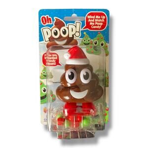 Oh Poop Wind-Up Candy Dispenser with Santa Hat – New in Package